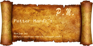 Petter Marót névjegykártya